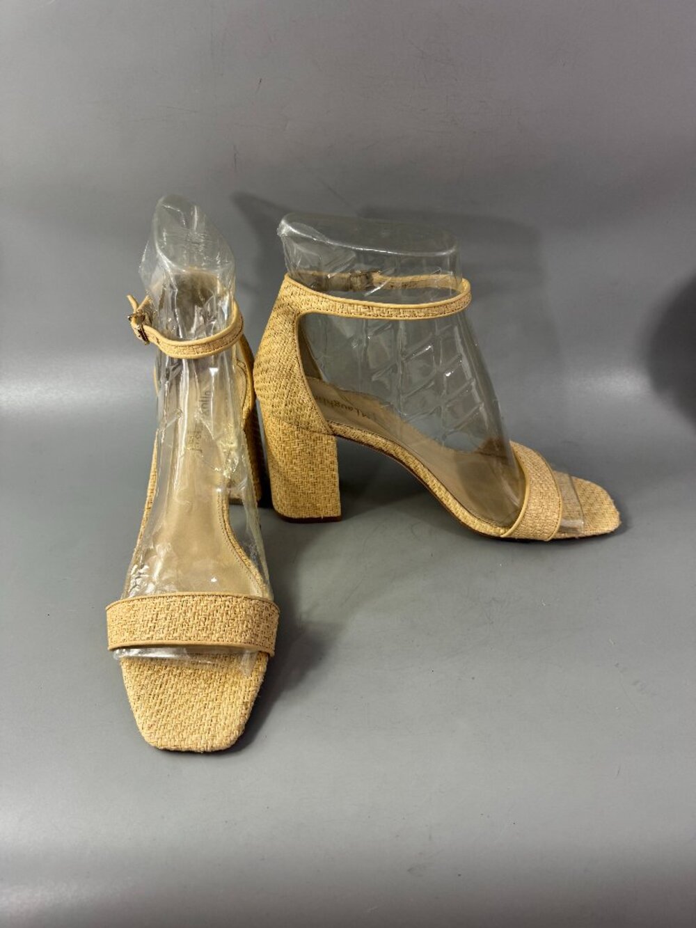 J.McLaughlin "Esme" Tan Raffia Block Heel Sandals, Size 9 1/2